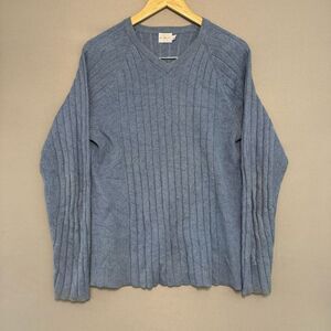 Calvin Klein Men’s Long Sleeve Blue Ribbed Knit Size Small V-Neck